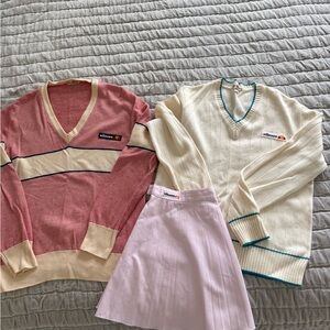 Ellesse tennis skirt and sweaters, vintage